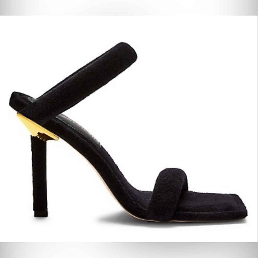 NIB Good American Terry Ankle Wrap Sandals Black Size 10.5